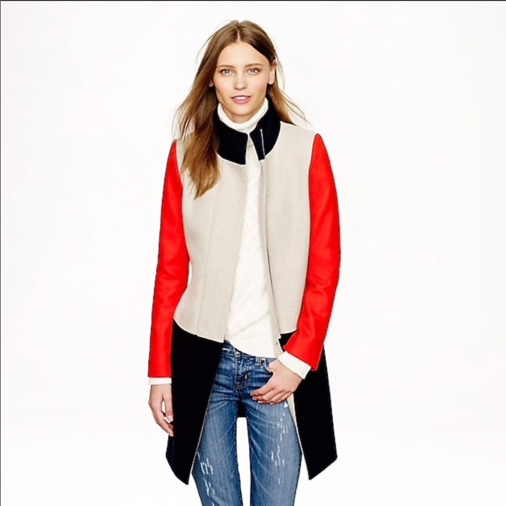 J Crew peacoat color blocked dress coat